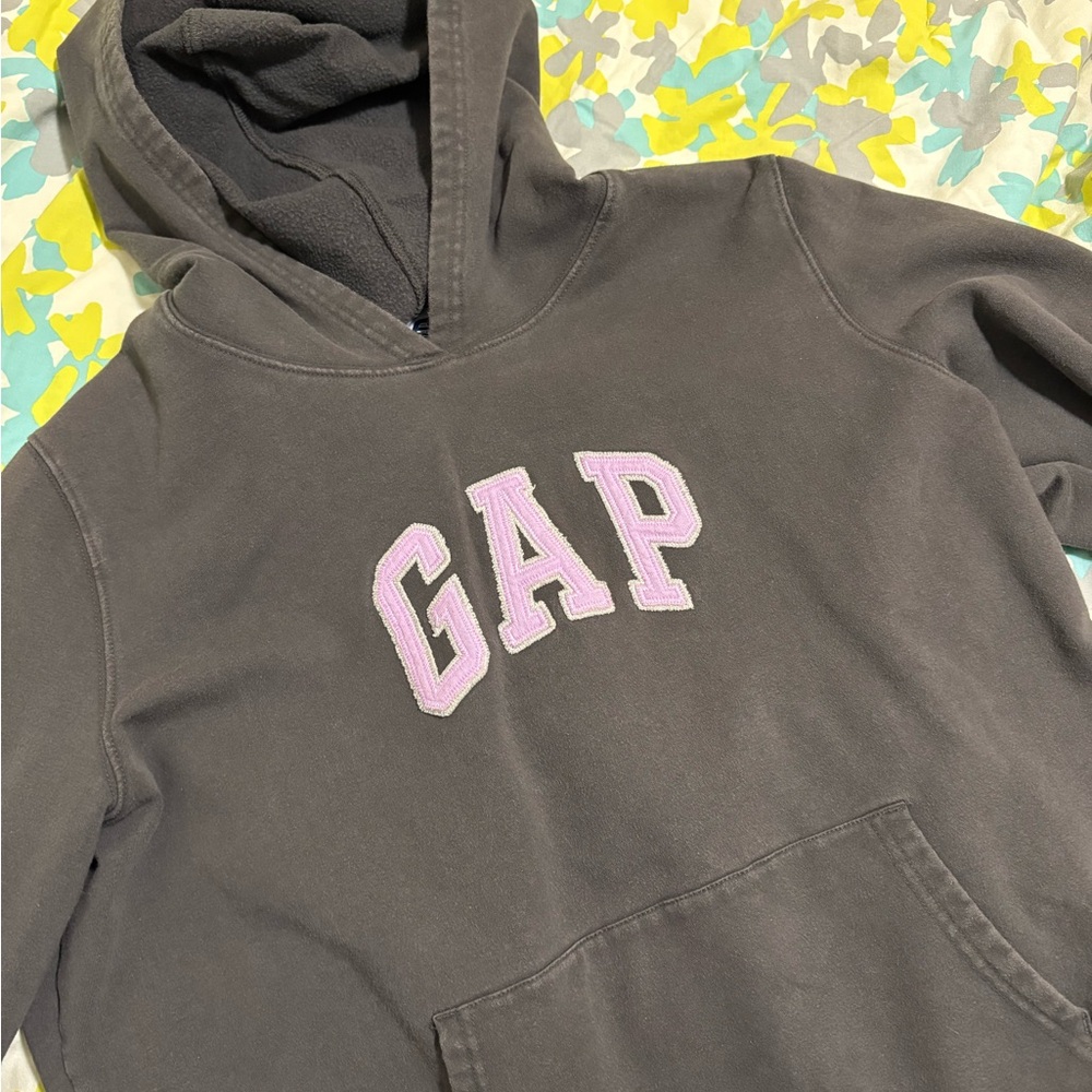 GAP Gray and Purple Logo Hoodie Sweatshirt